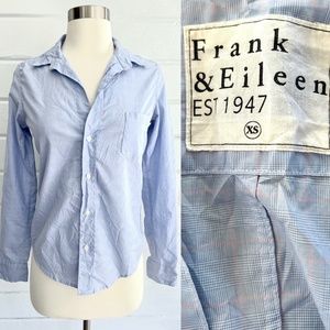 FRANK & EILEEN 'Barry' Light Blue Tattersall Plaid Cotton Shirt - XS